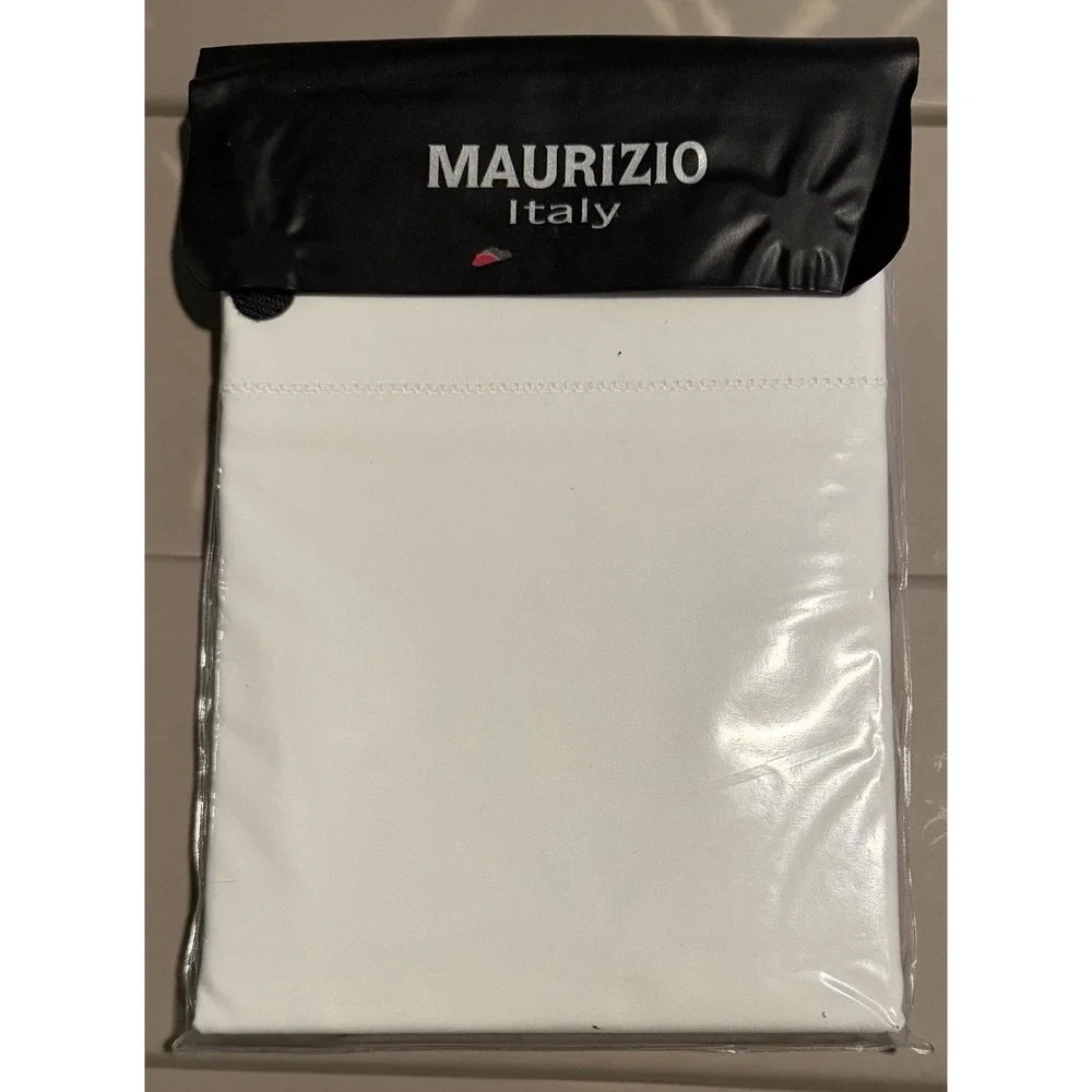 Maurizio Italy White KING Hemstitch Cotton Percale Set of 2 Pillowcases